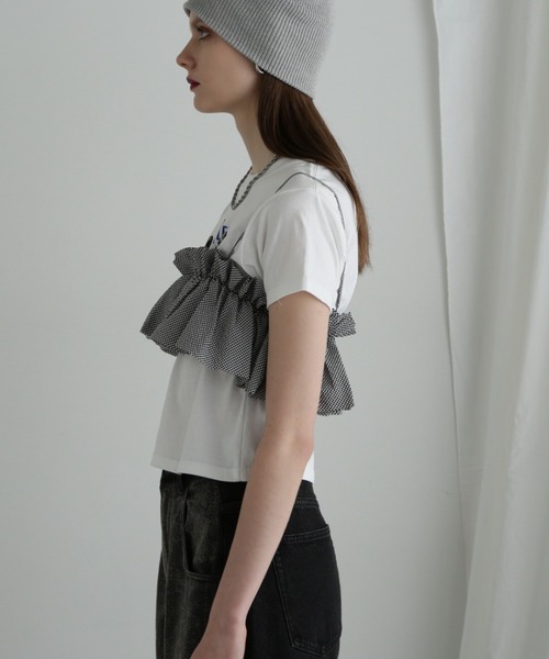 CREOLME（クレオルム）の「(CREOLME)ギンガムチェックフリルキャミソール（キャミソール・レディース・ブラック/ブルー・FREE）」の15枚目の写真