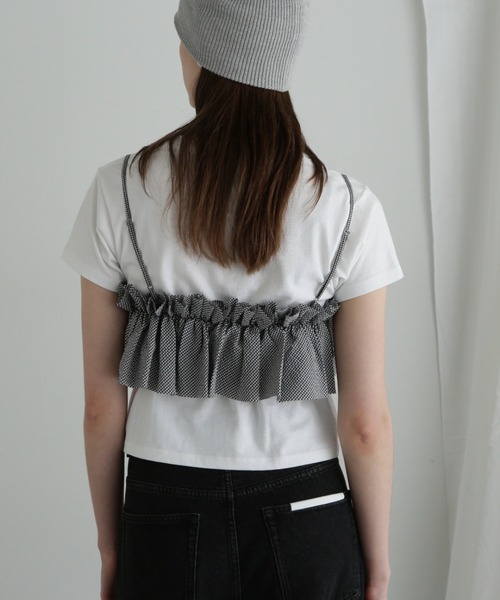 CREOLME（クレオルム）の「(CREOLME)ギンガムチェックフリルキャミソール（キャミソール・レディース・ブラック/ブルー・FREE）」の14枚目の写真