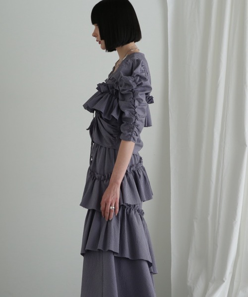 CREOLME（クレオルム）の「(CREOLME)ギンガムチェックフリルキャミソール（キャミソール・レディース・ブラック/ブルー・FREE）」の8枚目の写真