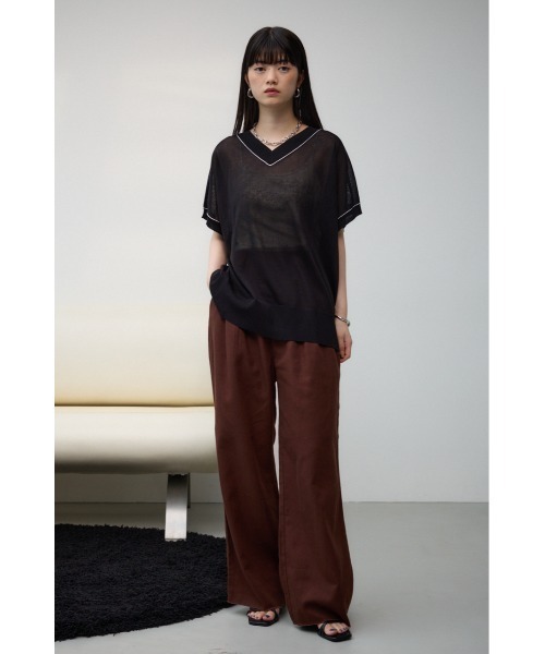 AZUL by moussy(アズールバイマウジー)の「シアーワイドルーズニット(Tシャツ/カットソー・レディース・ライム/ブラック/アイボリー/グレー・FREE)」の17枚目の写真