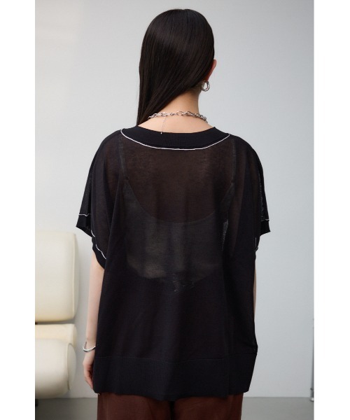 AZUL by moussy(アズールバイマウジー)の「シアーワイドルーズニット(Tシャツ/カットソー・レディース・ライム/ブラック/アイボリー/グレー・FREE)」の20枚目の写真