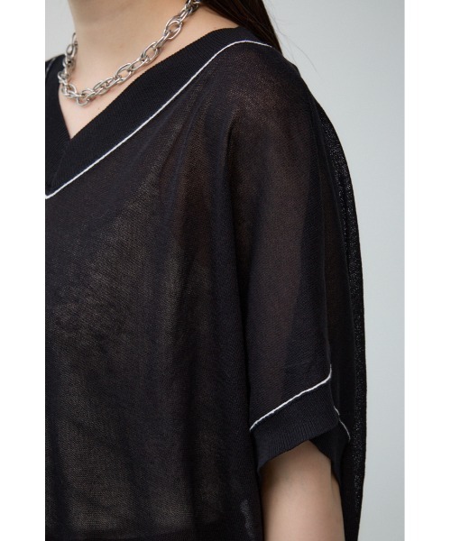 AZUL by moussy(アズールバイマウジー)の「シアーワイドルーズニット(Tシャツ/カットソー・レディース・ライム/ブラック/アイボリー/グレー・FREE)」の22枚目の写真