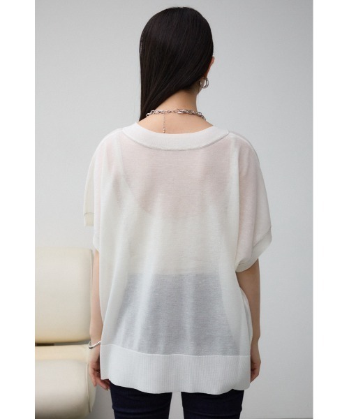 AZUL by moussy(アズールバイマウジー)の「シアーワイドルーズニット(Tシャツ/カットソー・レディース・ライム/ブラック/アイボリー/グレー・FREE)」の10枚目の写真
