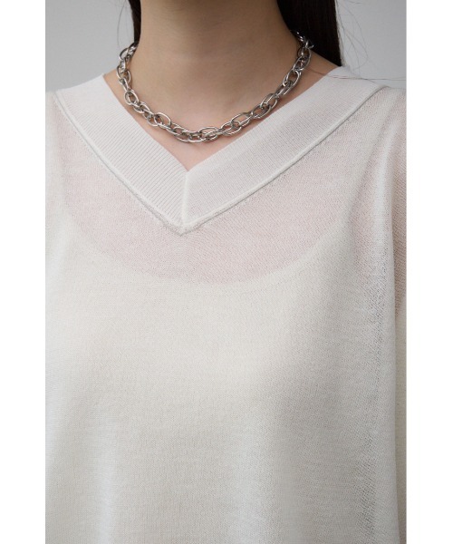 AZUL by moussy(アズールバイマウジー)の「シアーワイドルーズニット(Tシャツ/カットソー・レディース・ライム/ブラック/アイボリー/グレー・FREE)」の11枚目の写真
