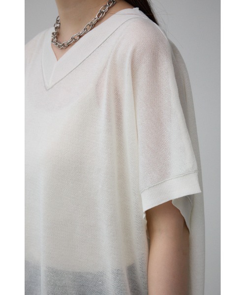 AZUL by moussy(アズールバイマウジー)の「シアーワイドルーズニット(Tシャツ/カットソー・レディース・ライム/ブラック/アイボリー/グレー・FREE)」の12枚目の写真