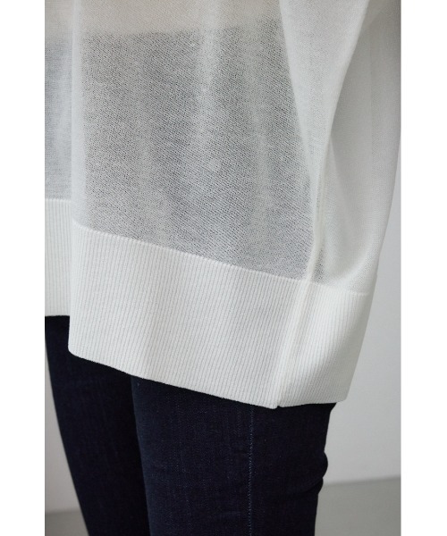 AZUL by moussy(アズールバイマウジー)の「シアーワイドルーズニット(Tシャツ/カットソー・レディース・ライム/ブラック/アイボリー/グレー・FREE)」の13枚目の写真