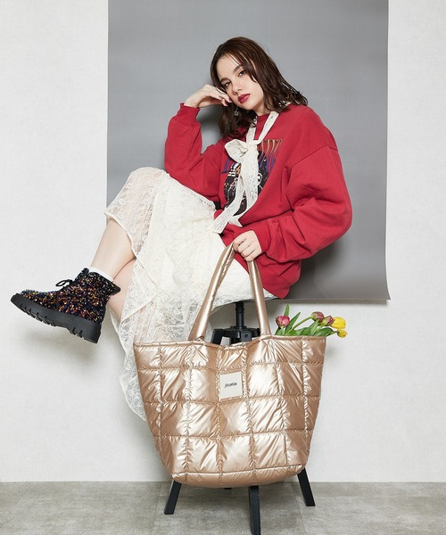 セール】【jouetie/ジュエティ】メタリックナイロンキルティング 大