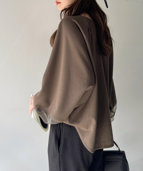 Eclat one(エクラワン)の「【Eclat one】シアー ドッキング ランタンスリーブ ブラウス(シャツ/ブラウス・レディース・アイボリー/ブラック/ブラウン系その他・FREE)」の22枚目の写真