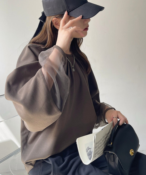 Eclat one(エクラワン)の「【Eclat one】シアー ドッキング ランタンスリーブ ブラウス(シャツ/ブラウス・レディース・アイボリー/ブラック/ブラウン系その他・FREE)」の19枚目の写真