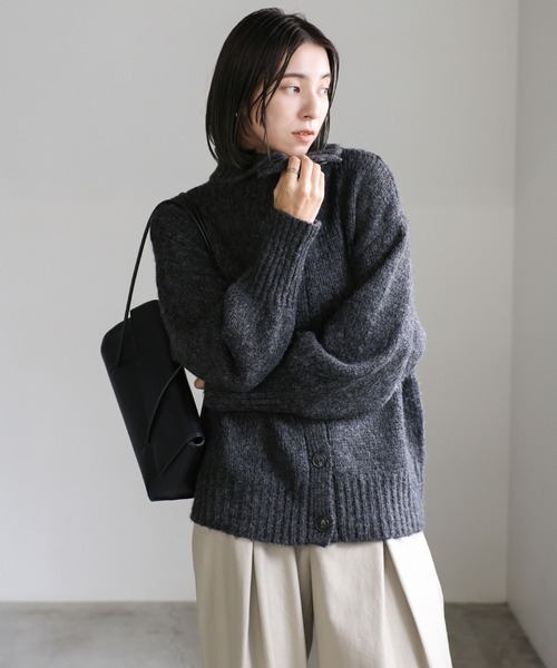 セール】メランジスタンドネックカーディガン（カーディガン/ボレロ