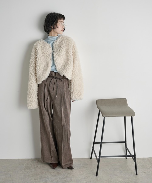 ハイネックフィンガーホールカフベロアトップス（Tシャツ/カットソー