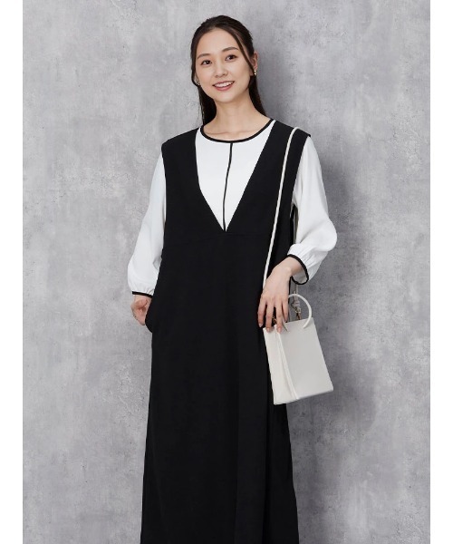 カットジョーゼット 2wayジャンパースカート ブラウン/ブラック