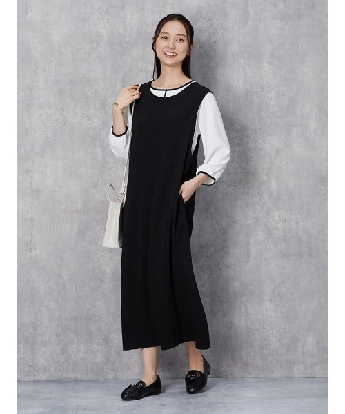 カットジョーゼット 2wayジャンパースカート ブラウン/ブラック