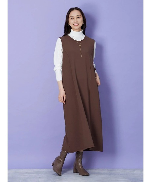 カットジョーゼット 2wayジャンパースカート ブラウン/ブラック