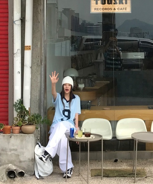 ENIM BY VICKY（エニムバイビッキー）の「メッシュナンバリング襟付きトップス《洗濯機で洗える》（Tシャツ/カットソー・レディース・ブルー/ホワイト・M）」の9枚目の写真