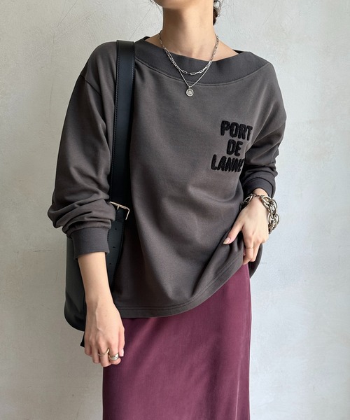 【セール】【WEB限定】サガラ刺繍ロゴスウエット（Tシャツ/カットソー）｜DouDou（ドゥドゥ）