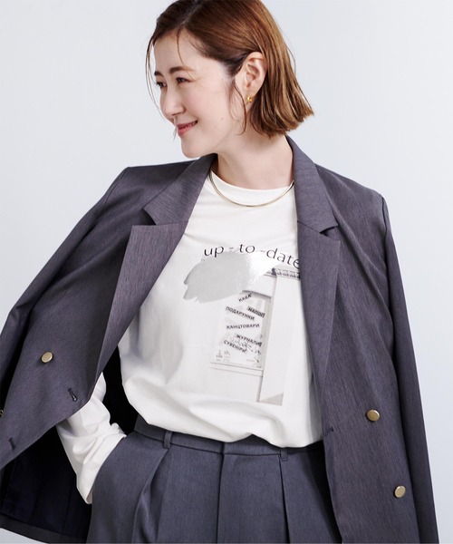 UR'S(ユアーズ)の「フォトロンTシャツ(Tシャツ/カットソー・レディース・オフホワイト/ブラック・M)」の2枚目の写真