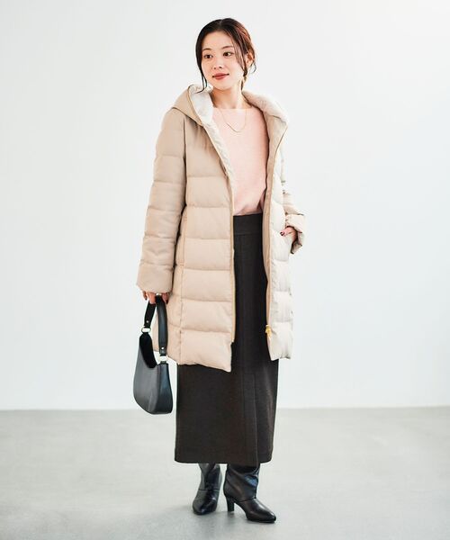 le.coeur blanc（ルクールブラン）の「ファーフードロングダウン（ダウンジャケット/コート・レディース・モカ/ネイビー/グレイッシュベージュ・36/38/40）」の14枚目の写真