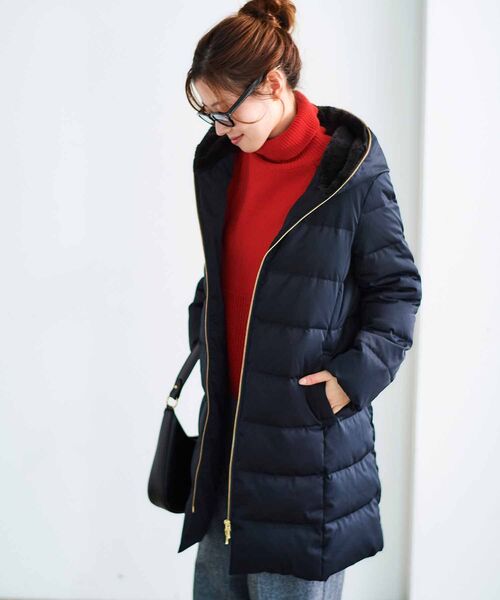 le.coeur blanc（ルクールブラン）の「ファーフードロングダウン（ダウンジャケット/コート・レディース・モカ/ネイビー/グレイッシュベージュ・36/38/40）」の12枚目の写真