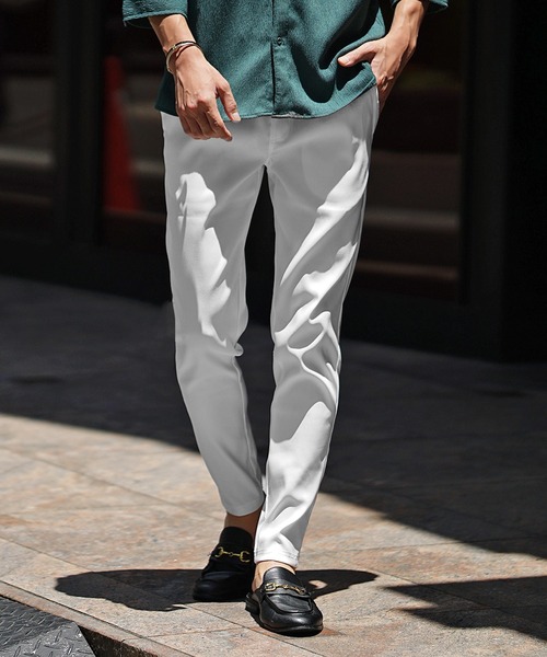 SOMEDIFF(サムディフ)の「ツイルスキニーチノパンツ メンズ ストレッチイージーパンツ スリム ボトムス ずぼん 夏服(チノパンツ・メンズ・ブラック/ホワイト/グリーン/ベージュ/グリーン系その他/ブルー系その他/ホワイト系その他/ベージュ系その他/ブルー/ブラック系その他・M/L/XL)」の2枚目の写真