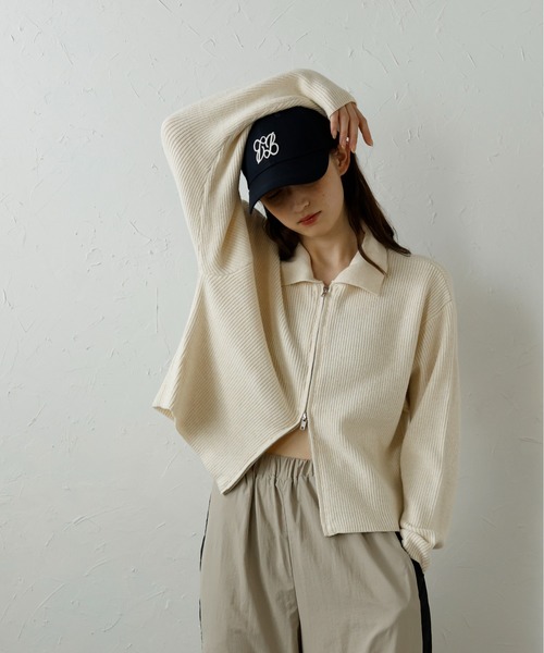 MINERTE】mix knit double zip blouson / ミックスニットダブルジップ