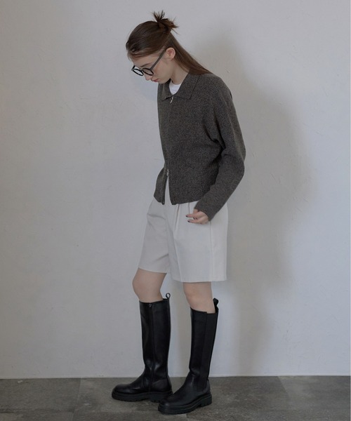 MINERTE】mix knit double zip blouson / ミックスニットダブルジップ