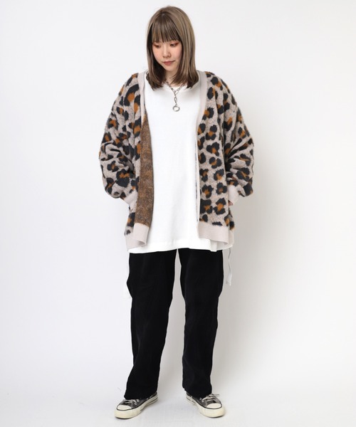 RNA（アールエヌエー）の「K2702 レオパードモール＆シャギーカーデ（カーディガン/ボレロ・レディース・グリーン/イエロー/グレイッシュベージュ・MEDIUM）」の12枚目の写真