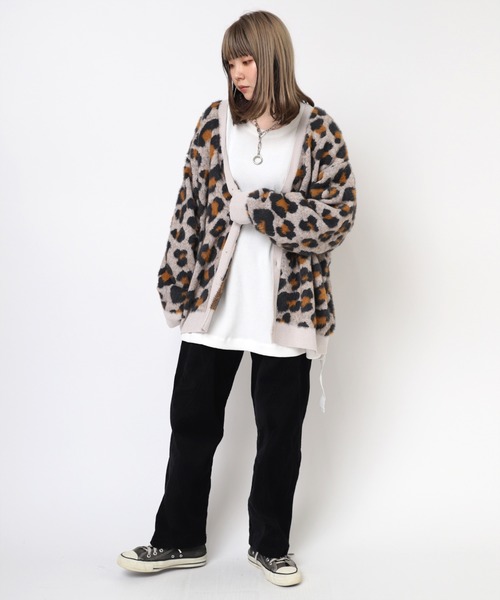 RNA（アールエヌエー）の「K2702 レオパードモール＆シャギーカーデ（カーディガン/ボレロ・レディース・グリーン/イエロー/グレイッシュベージュ・MEDIUM）」の13枚目の写真