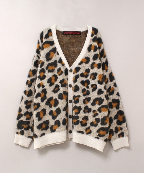 RNA（アールエヌエー）の「K2702 レオパードモール＆シャギーカーデ（カーディガン/ボレロ・レディース・グリーン/イエロー/グレイッシュベージュ・MEDIUM）」の4枚目の写真