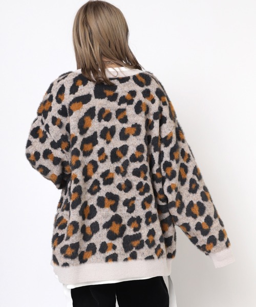 RNA（アールエヌエー）の「K2702 レオパードモール＆シャギーカーデ（カーディガン/ボレロ・レディース・グリーン/イエロー/グレイッシュベージュ・MEDIUM）」の10枚目の写真
