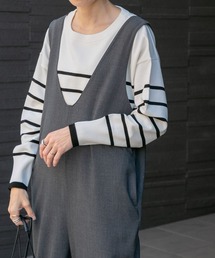 FORK&SPOON | 『洗濯可』FORK&SPOON　ウーステッドヤーンボーダーワイドプルオーバー(ニット/セーター)