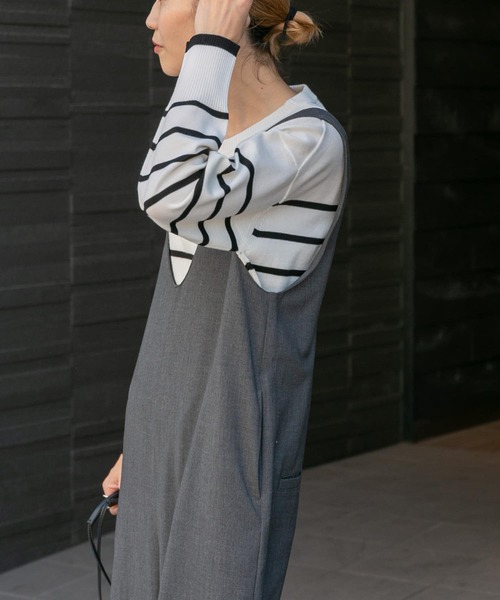 FORK&SPOON(フォークアンドスプーン)の「『洗濯可』FORK&SPOON ウーステッドヤーンボーダーワイドプルオーバー(ニット/セーター・レディース・ブラック系その他/オレンジ系その他・1)」の5枚目の写真