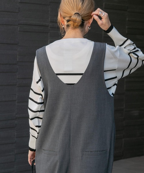 FORK&SPOON(フォークアンドスプーン)の「『洗濯可』FORK&SPOON ウーステッドヤーンボーダーワイドプルオーバー(ニット/セーター・レディース・ブラック系その他/オレンジ系その他・1)」の7枚目の写真