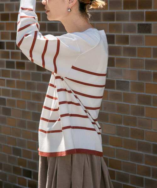 FORK&SPOON(フォークアンドスプーン)の「『洗濯可』FORK&SPOON ウーステッドヤーンボーダーワイドプルオーバー(ニット/セーター・レディース・ブラック系その他/オレンジ系その他・1)」の18枚目の写真