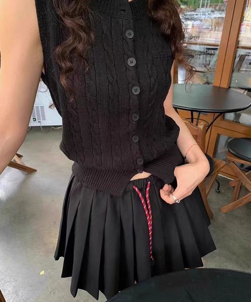 LYEON(リヨン)の「ドローコードプリーツスカート(スカート・レディース・ネイビー/グレー/ブラック・FREE)」の10枚目の写真