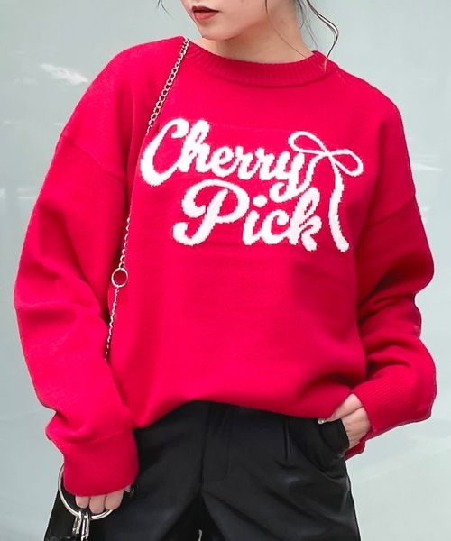 リボンロゴジャガードニット(ニット/セーター)|one way(ワンウェイ) リボンロゴジャガードニット(ニット/セーター)|one way(ワンウェイ)