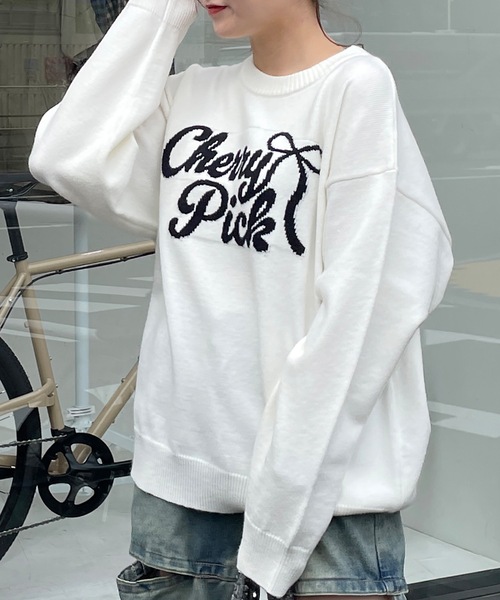 リボンロゴジャガードニット(ニット/セーター)|one way(ワンウェイ) リボンロゴジャガードニット(ニット/セーター)|one way(ワンウェイ)