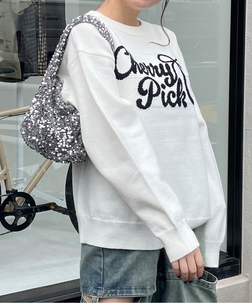 リボンロゴジャガードニット(ニット/セーター)|one way(ワンウェイ) リボンロゴジャガードニット(ニット/セーター)|one way(ワンウェイ)