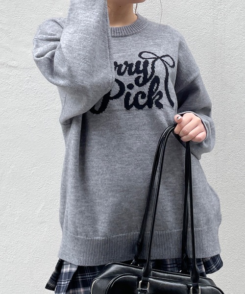 リボンロゴジャガードニット(ニット/セーター)|one way(ワンウェイ) リボンロゴジャガードニット(ニット/セーター)|one way(ワンウェイ)