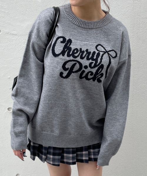 リボンロゴジャガードニット(ニット/セーター)|one way(ワンウェイ) リボンロゴジャガードニット(ニット/セーター)|one way(ワンウェイ)