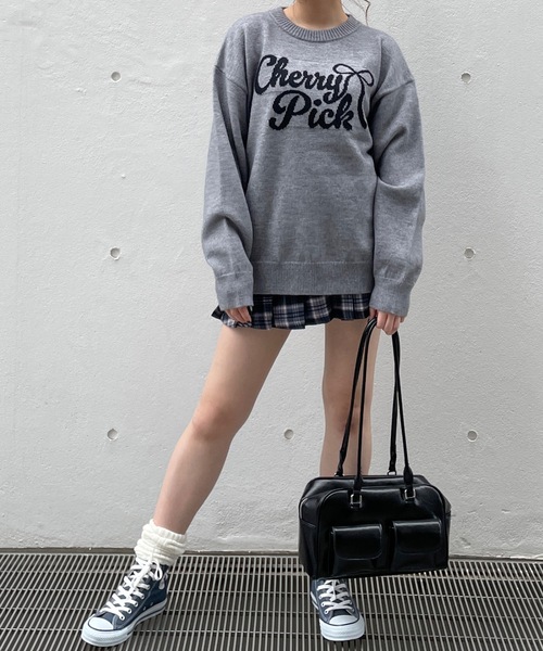 リボンロゴジャガードニット(ニット/セーター)|one way(ワンウェイ) リボンロゴジャガードニット(ニット/セーター)|one way(ワンウェイ)