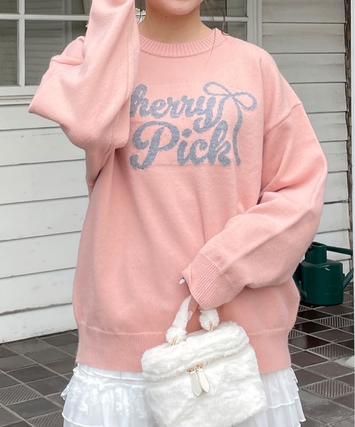 リボンロゴジャガードニット(ニット/セーター)|one way(ワンウェイ) リボンロゴジャガードニット(ニット/セーター)|one way(ワンウェイ)