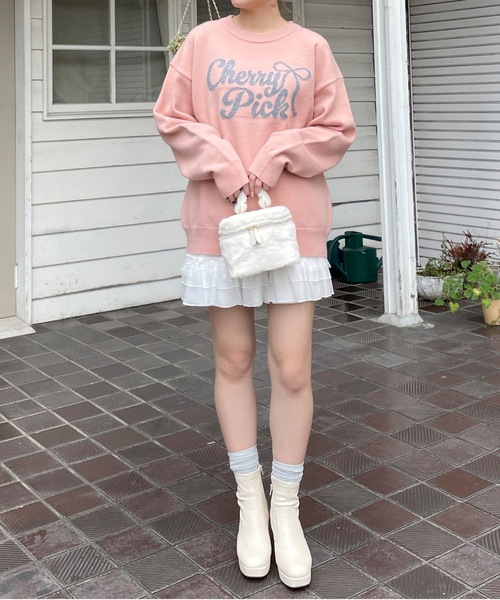 リボンロゴジャガードニット(ニット/セーター)|one way(ワンウェイ) リボンロゴジャガードニット(ニット/セーター)|one way(ワンウェイ)