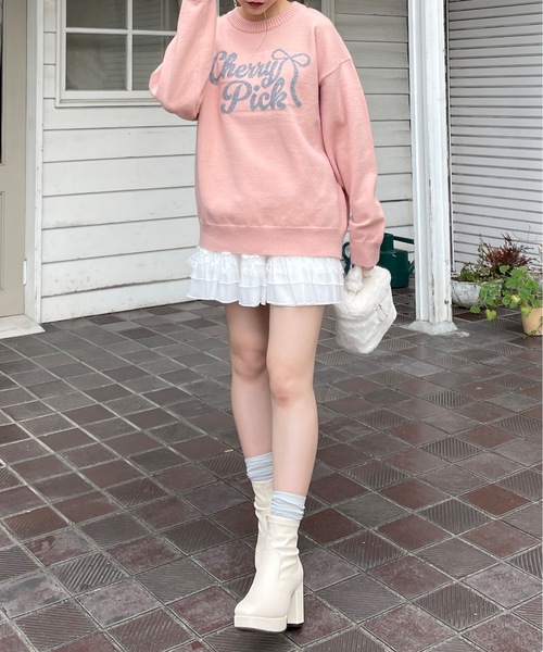 リボンロゴジャガードニット(ニット/セーター)|one way(ワンウェイ) リボンロゴジャガードニット(ニット/セーター)|one way(ワンウェイ)