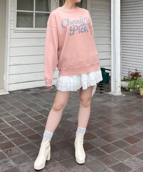 リボンロゴジャガードニット(ニット/セーター)|one way(ワンウェイ) リボンロゴジャガードニット(ニット/セーター)|one way(ワンウェイ)