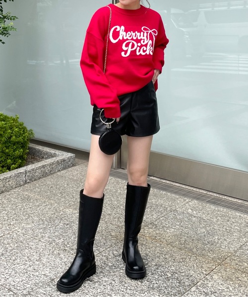 リボンロゴジャガードニット(ニット/セーター)|one way(ワンウェイ) リボンロゴジャガードニット(ニット/セーター)|one way(ワンウェイ)