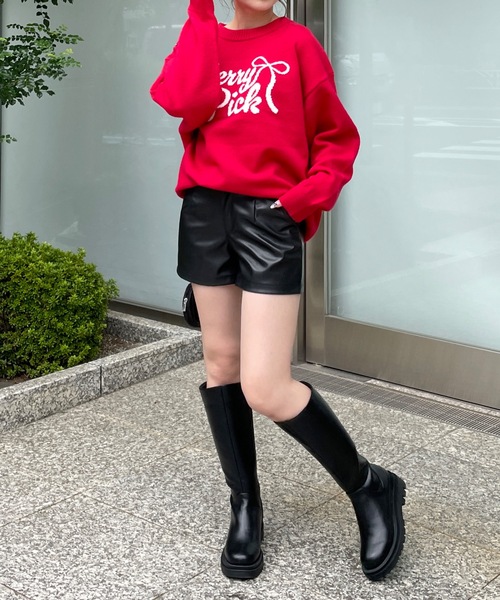 リボンロゴジャガードニット(ニット/セーター)|one way(ワンウェイ) リボンロゴジャガードニット(ニット/セーター)|one way(ワンウェイ)