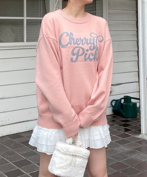 リボンロゴジャガードニット(ニット/セーター)|one way(ワンウェイ) リボンロゴジャガードニット(ニット/セーター)|one way(ワンウェイ)