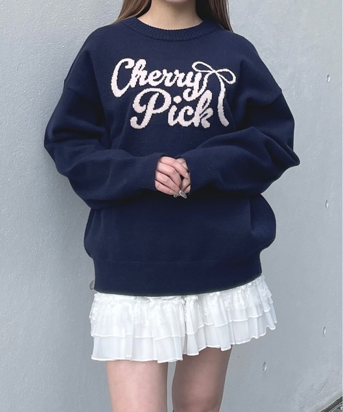 リボンロゴジャガードニット(ニット/セーター)|one way(ワンウェイ) リボンロゴジャガードニット(ニット/セーター)|one way(ワンウェイ)