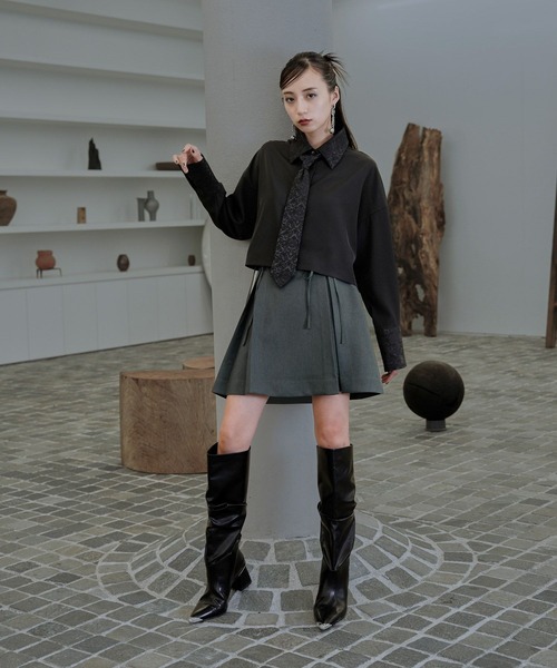 HARE（ハレ）の「リボンデザインスカパン(HARE)（その他パンツ・レディース・グレー/ブラック・FREE）」の5枚目の写真